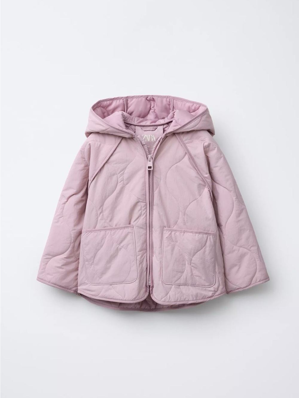 Zara Girls Pink Quilted Hooded Jacket Size 3Y 98 cm